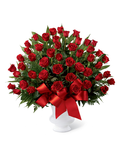 Red rose sympathy arrangement